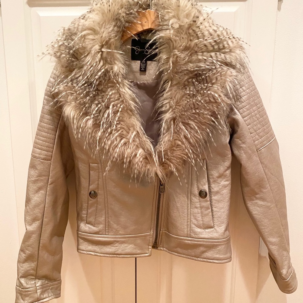 Jessica Simpson Girls Faux Leather Jacket Sz 10